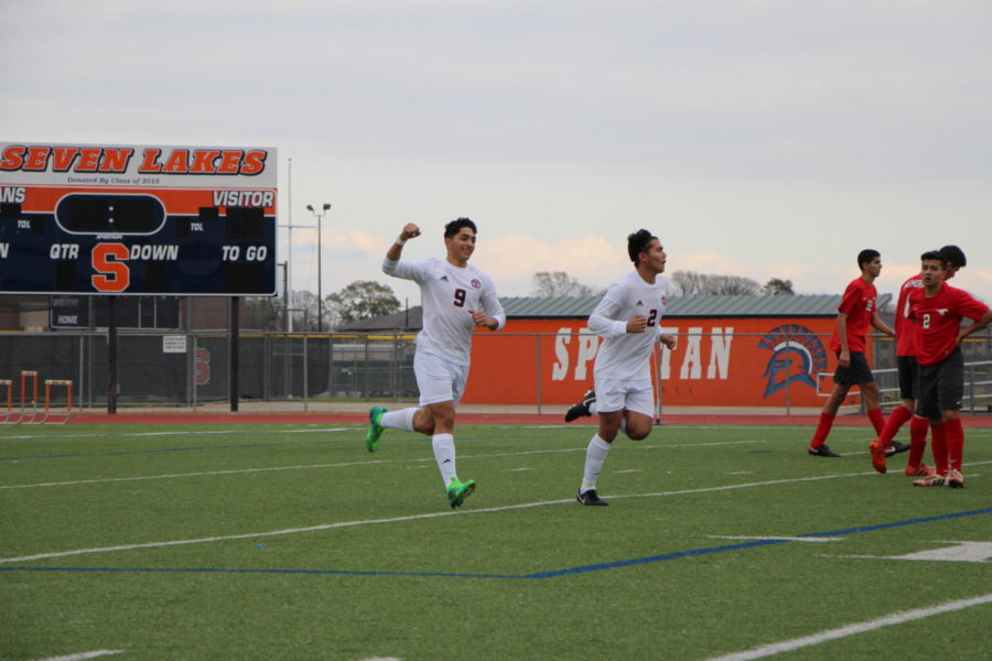 Raul Ekmeiro and Anthony Romano celebrate after having just scored.