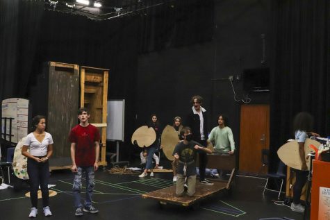 Theater students rehearse for the 2021 production of Peter and the Starcatcher.
